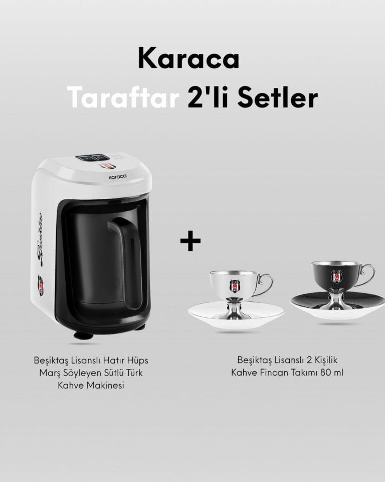 Karaca Beşiktaş Taraftar Seti - Türk Kahve Makinesi - Kahve Fincanı