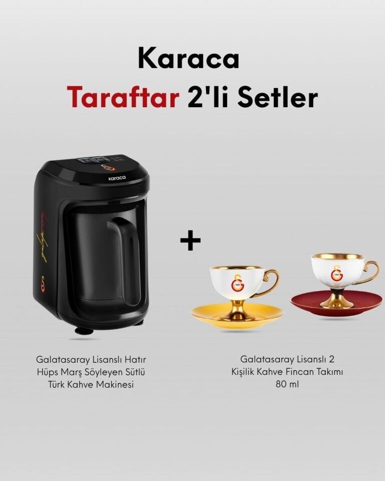 Karaca Galatasaray Taraftar Seti - Türk Kahve Makinesi - Kahve Fincanı