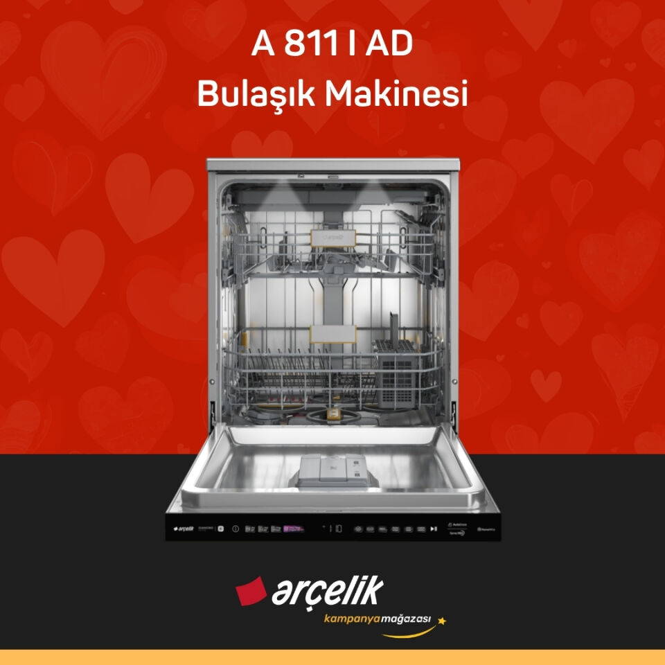ARÇELİK A 811 I AD Yapay Zekalı Diamond Serisi Solo Bulaşık Makinesi