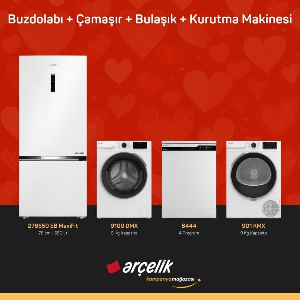 ARÇELİK 4'lü Çeyiz Paketi ( 278550 EB MaxiFit - 9100 DMX - 6444 - 901 KMX )