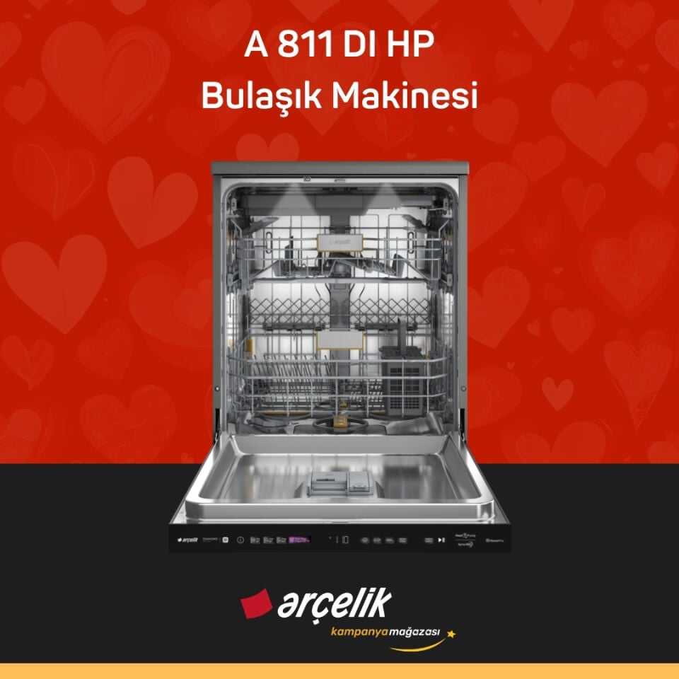 ARÇELİK A 811 DI HP Yapay Zekalı Diamond Serisi Solo Bulaşık Makinesi
