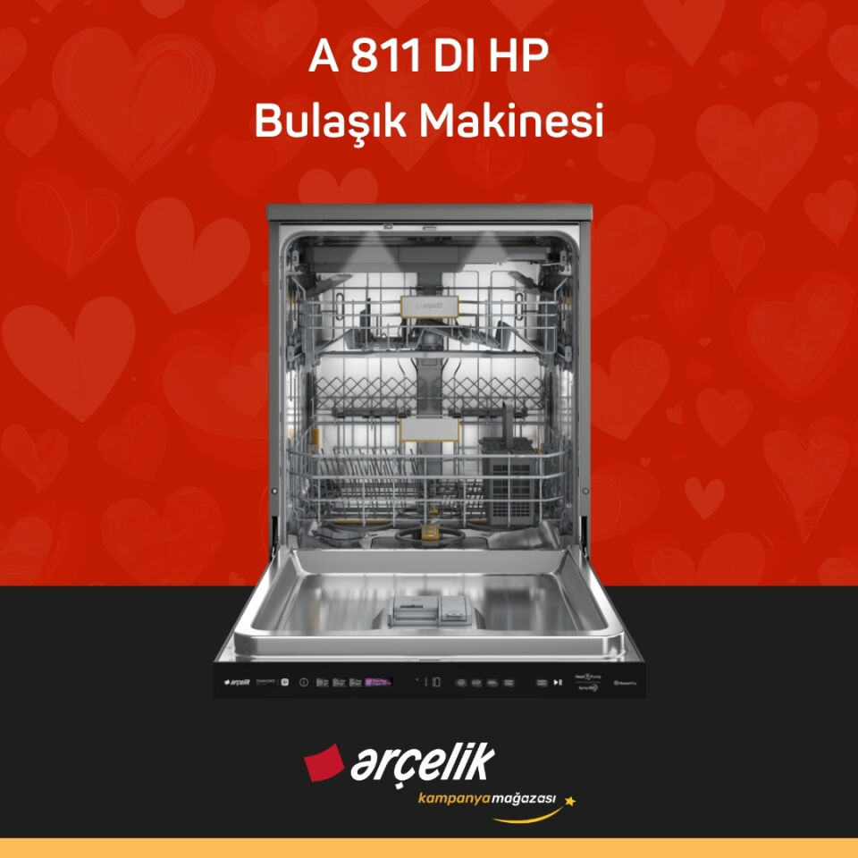ARÇELİK A 811 DI HP Yapay Zekalı Diamond Serisi Solo Bulaşık Makinesi