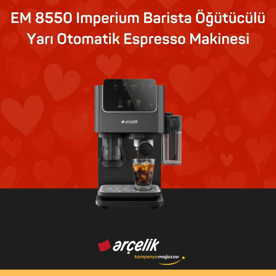 ARÇELİK EM 8550 Imperium Barista Öğütücülü Yarı Otomatik Espresso Makinesi