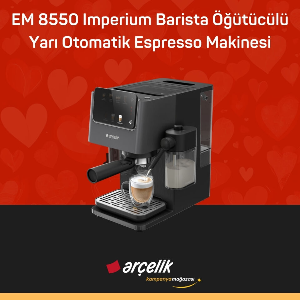 ARÇELİK EM 8550 Imperium Barista Öğütücülü Yarı Otomatik Espresso Makinesi