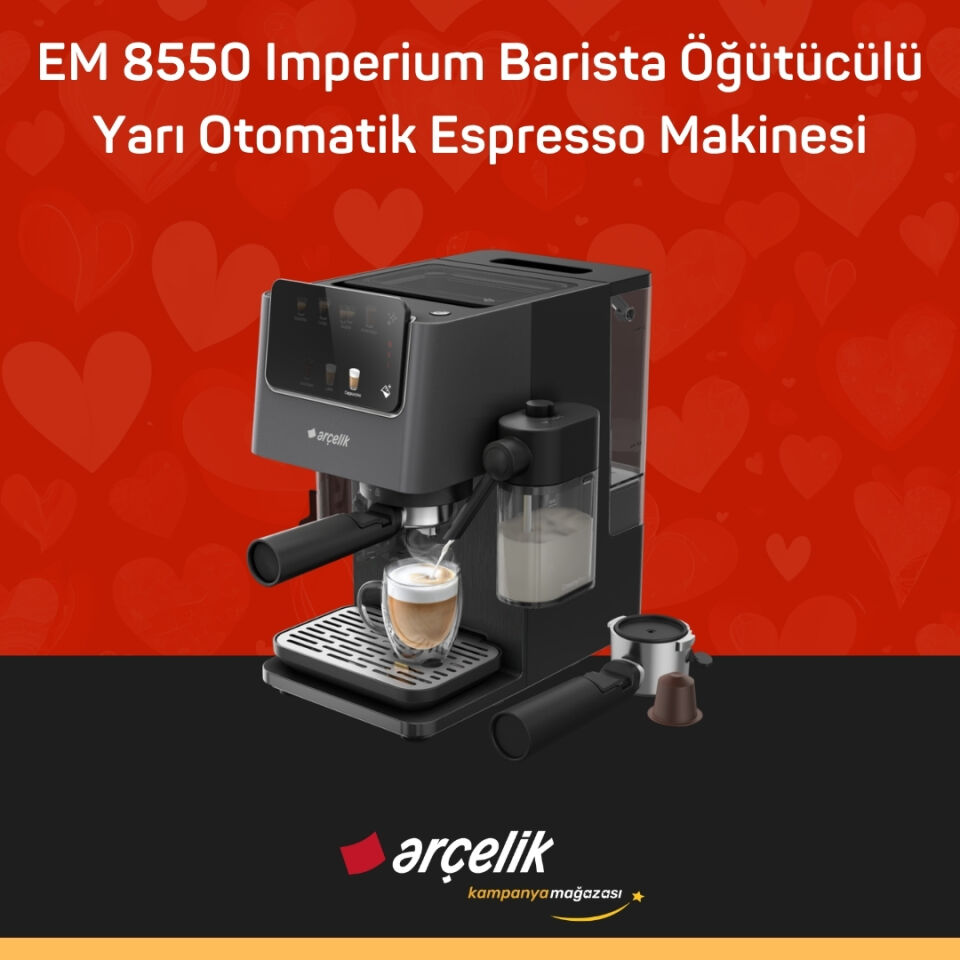 ARÇELİK EM 8550 Imperium Barista Öğütücülü Yarı Otomatik Espresso Makinesi
