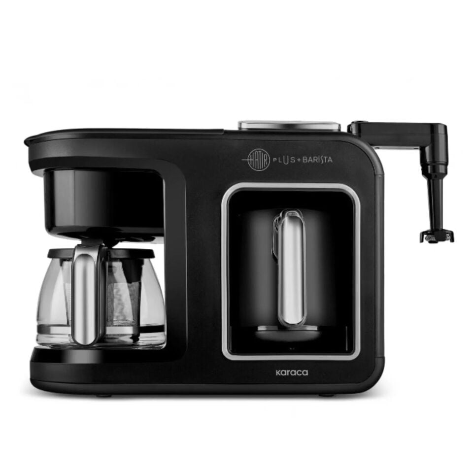 Karaca Hatır Plus Barista 6 in 1 Latte Cappuccino ve Közde Türk Kahve Makinesi Black Silver