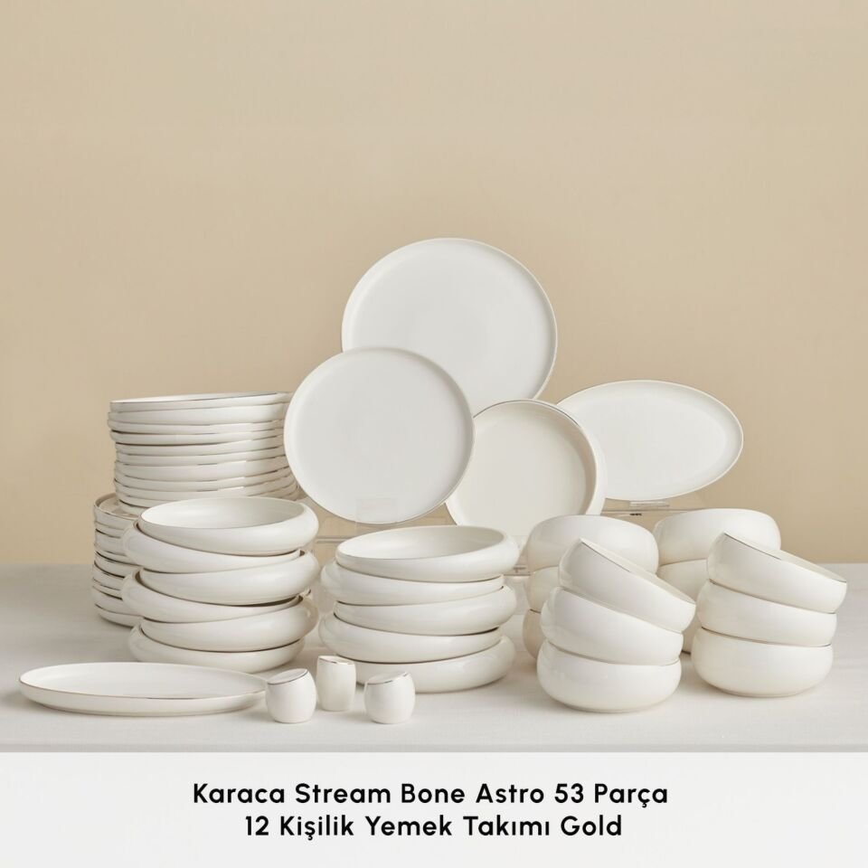 Karaca Stream Bone Astro 53 Parça 12 Kişilik Yemek Takımı Gold